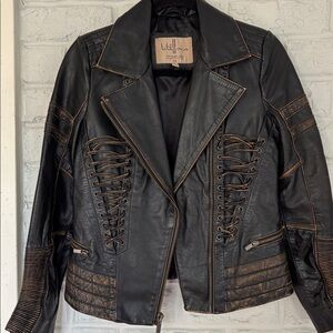 Vintage Wilson’s Distressed Corset Style Leather Coat Size XS